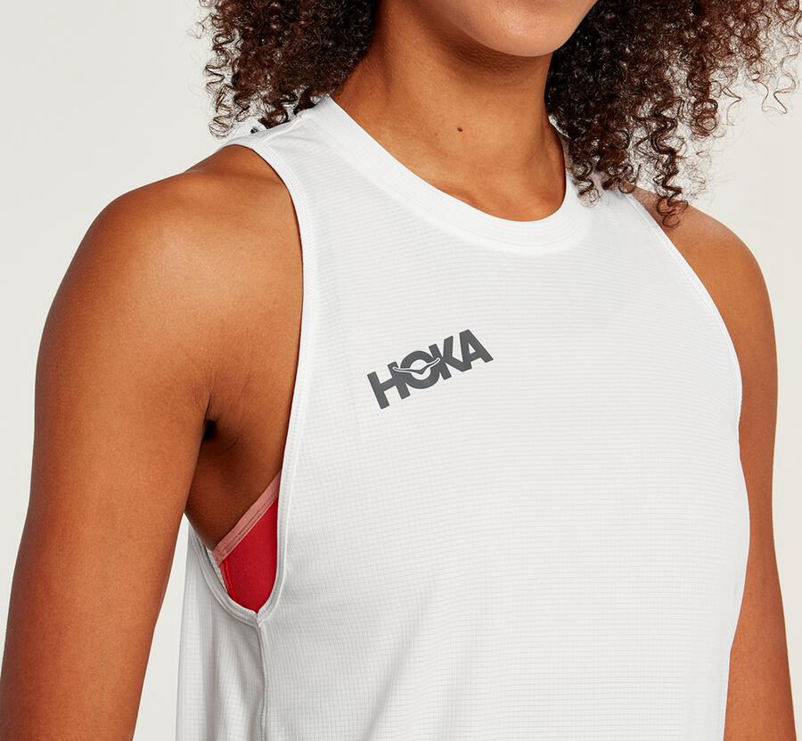 Hoka One One Womens Tops - Performance Utility Tank - White - TUZE34081